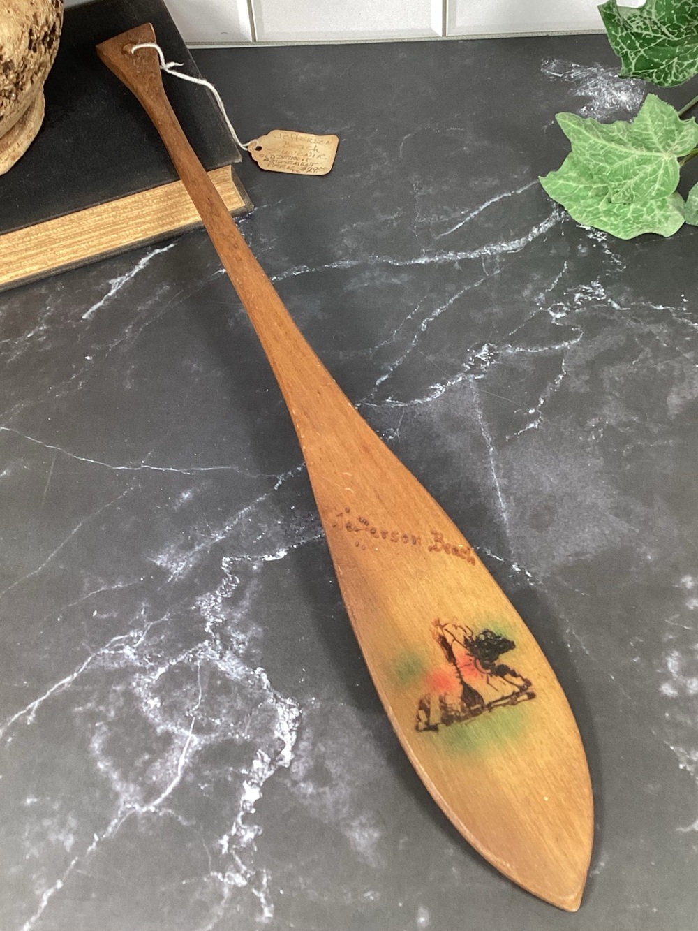 Vintage Jefferson Beach Amusement Park Souvenir Wood Canoe Paddle
